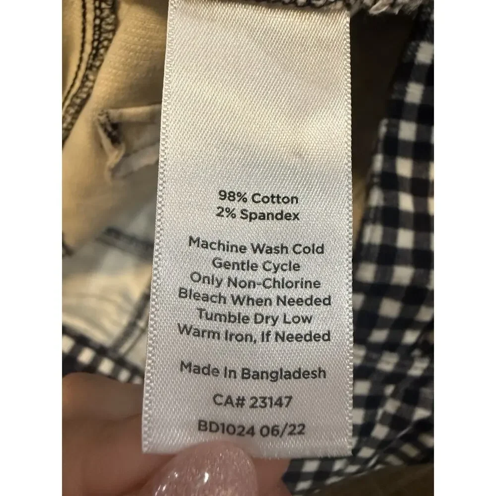 TALBOTS Black White Checked Plaid Corduroy Straight Leg Pants Women's Size 16